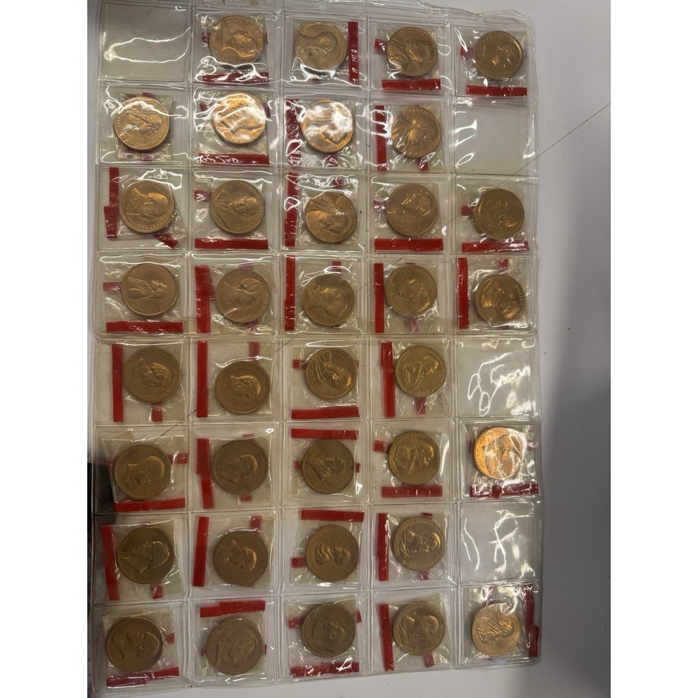 Vintage Brass U.S. Presidents Medal Set Washington–Nixon 30mm Coins 36 Pieces